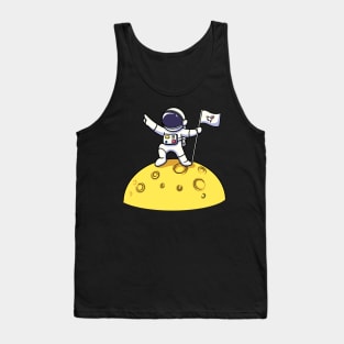 Astronaut Holding Flag On Moon Tank Top